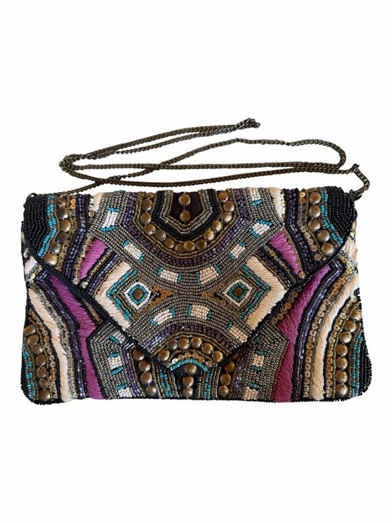 Handbags - Midnight Mosaic Embellished Beaded Boho Crossbody Clutch